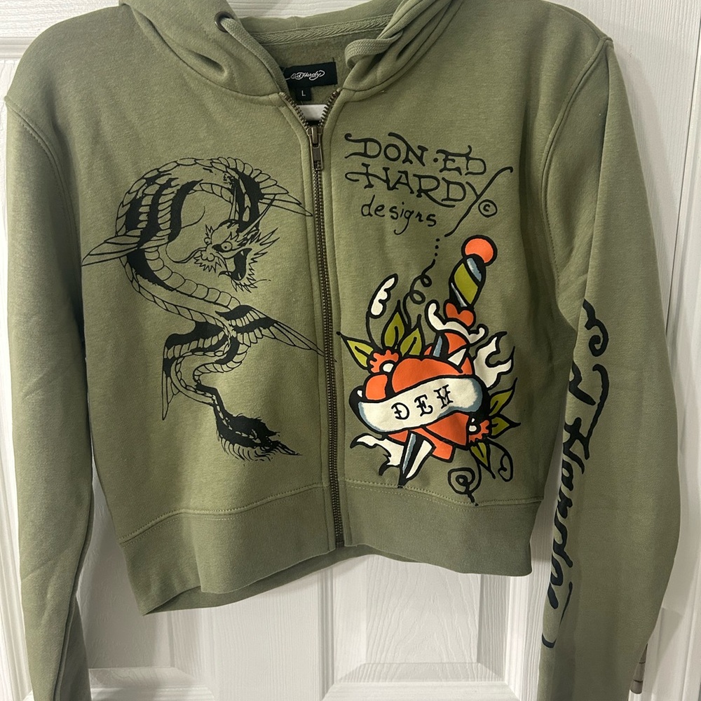Ed Hardy - NTW Dragon Dagger zip front hoodie